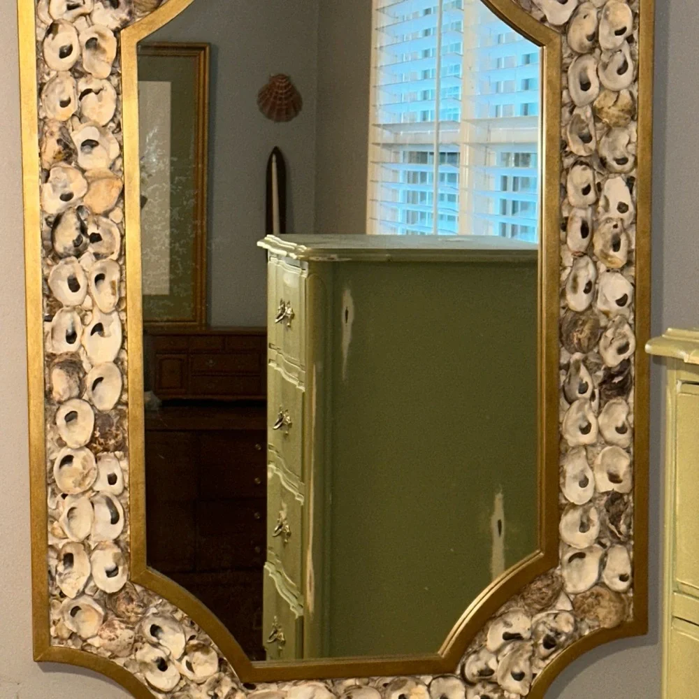 Elegant Gold and Cream Shell Wall Mirror